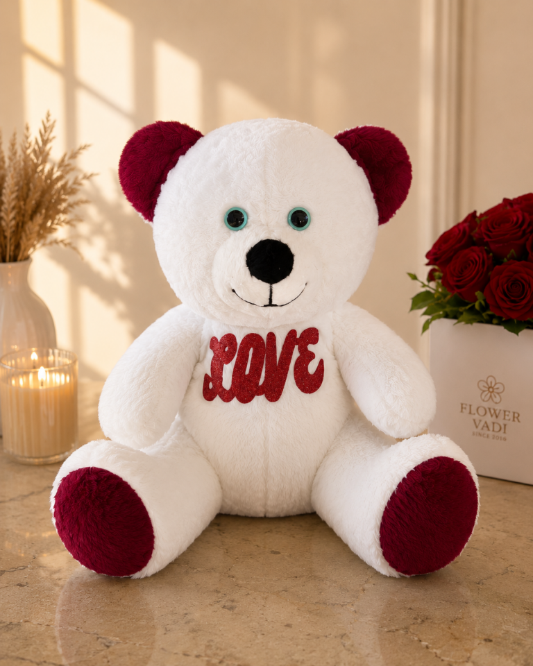 Love Yazılı Beyaz Ayı Pelüş 35 cm