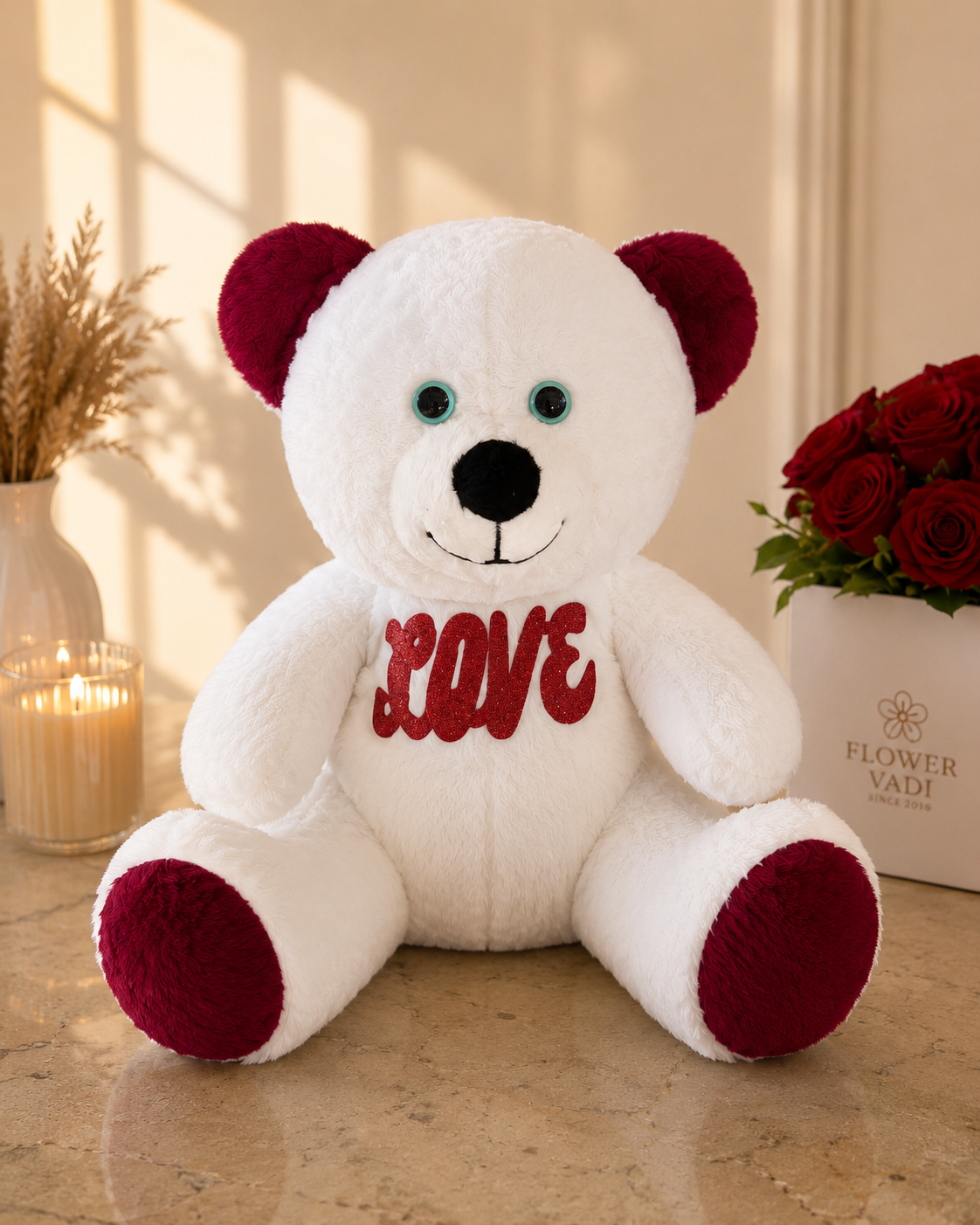 Love Yazılı Beyaz Ayı Pelüş 35 cm